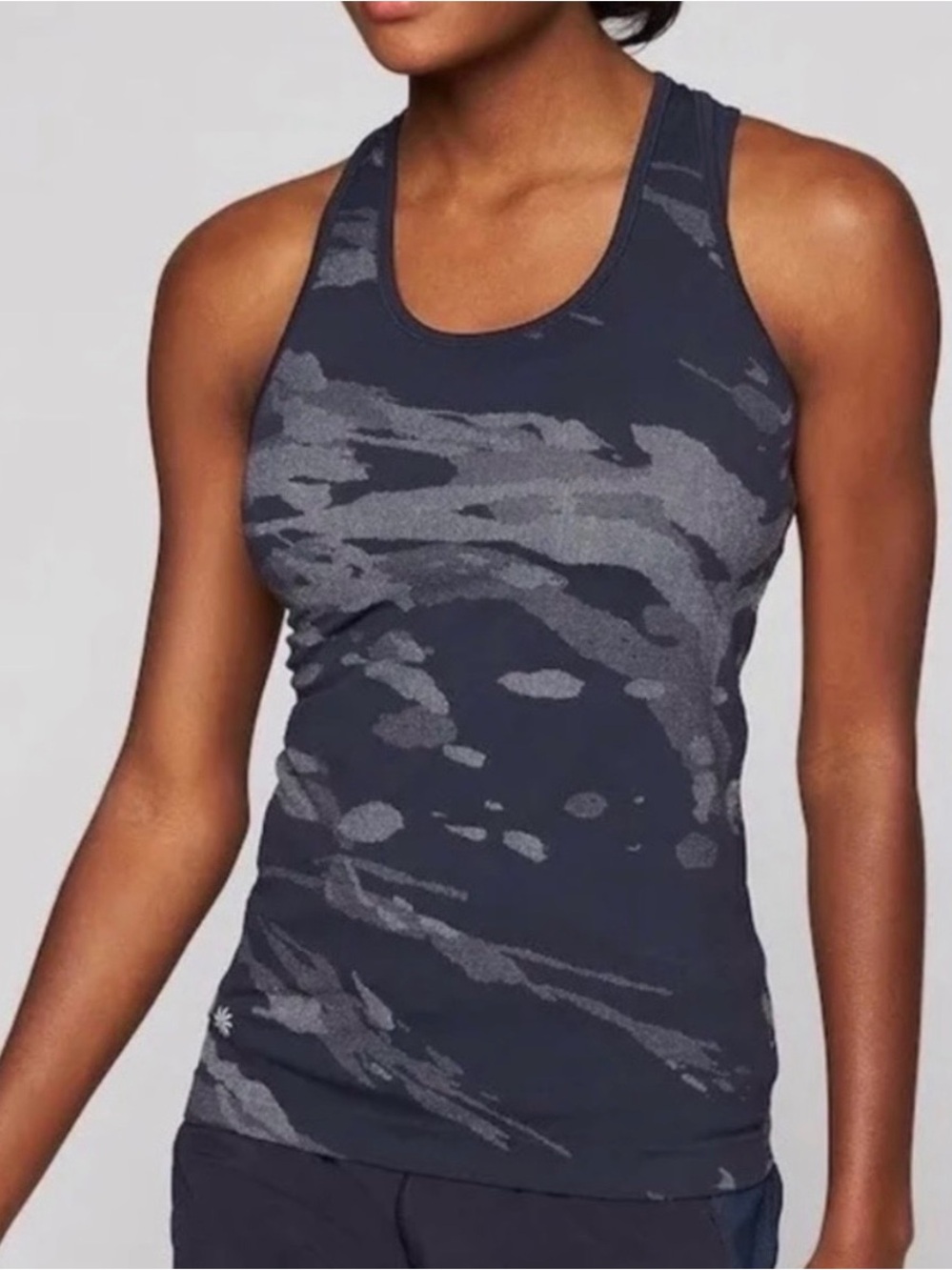 Athleta NWT Speedlight Navy Camouflage Racerback Tank Top Size XL